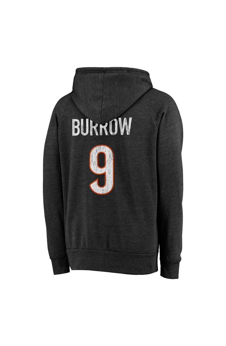 Majestic Threads Men's Majestic Threads Joe Burrow Black Cincinnati Bengals Name & Number Tri-Blend Pullover Hoodie, Alternate, color, 