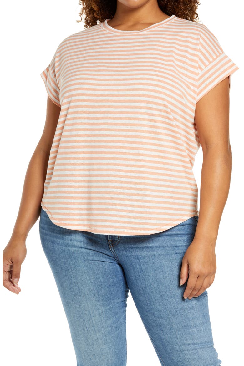 Linen-Blend Asbury T-Shirt, Main, color, SWEET TULIP