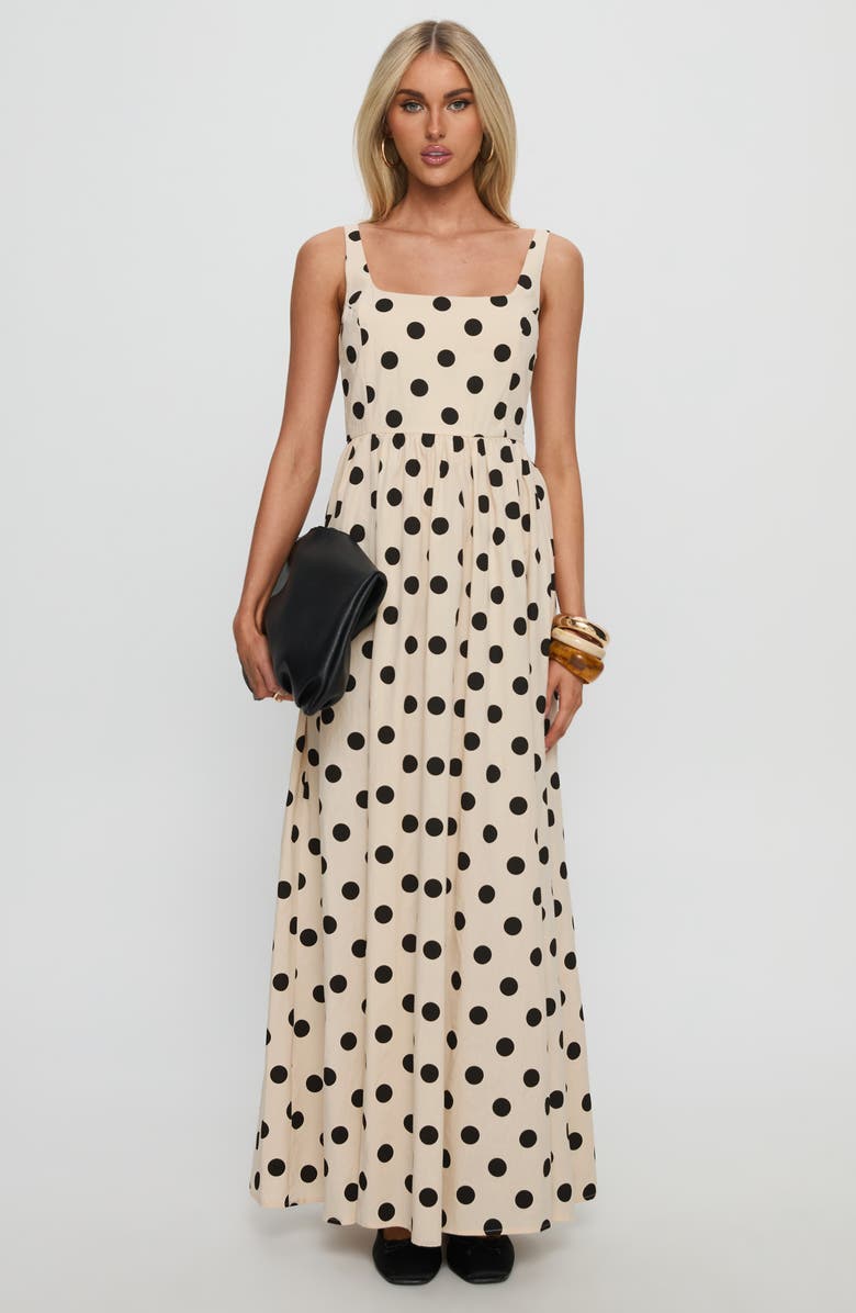 Princess Polly Cartmel Polka Dot Cotton Maxi Dress, Alternate, color, Cream / Polka Dot
