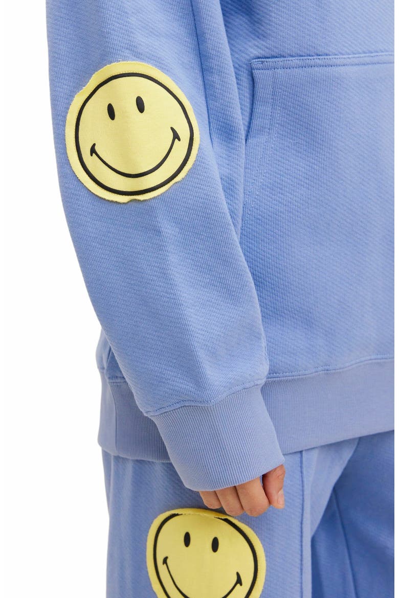 SMILEY OVERSIZED HOODIE, Main, color, BLUE