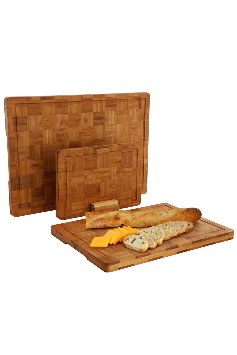 3 Piece Wood Cutting Board Set, Main, color, Brown