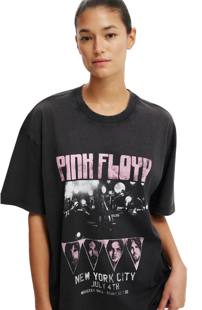 Cotton On Women's The Lcn Music Boxy Graphic Tee, Alternate, color, Pink Floyd Ny City  Washed