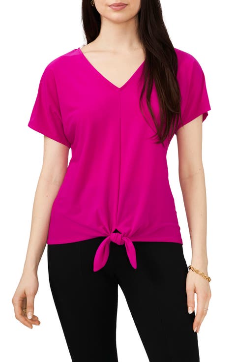 V-Neck Tie Front Top