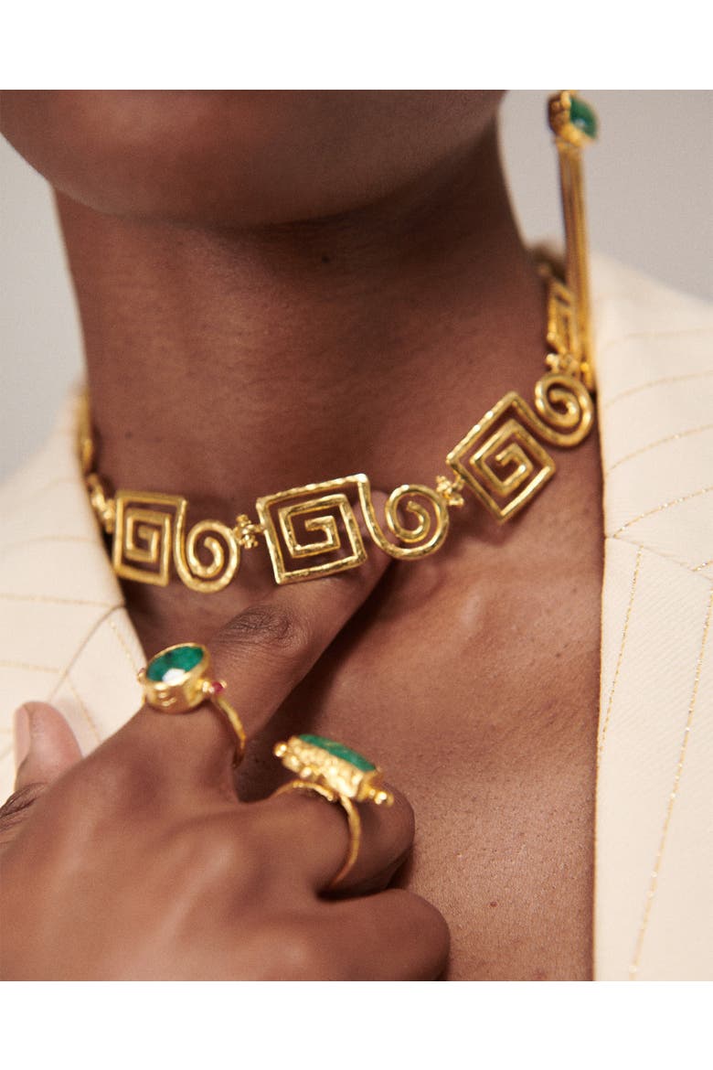 Megara Geometric Spiral Necklace, Alternate, color, Brass