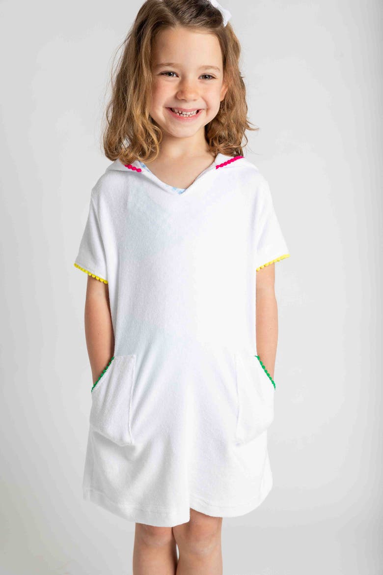 Terry Coverup With Pom Poms, Alternate, color, White