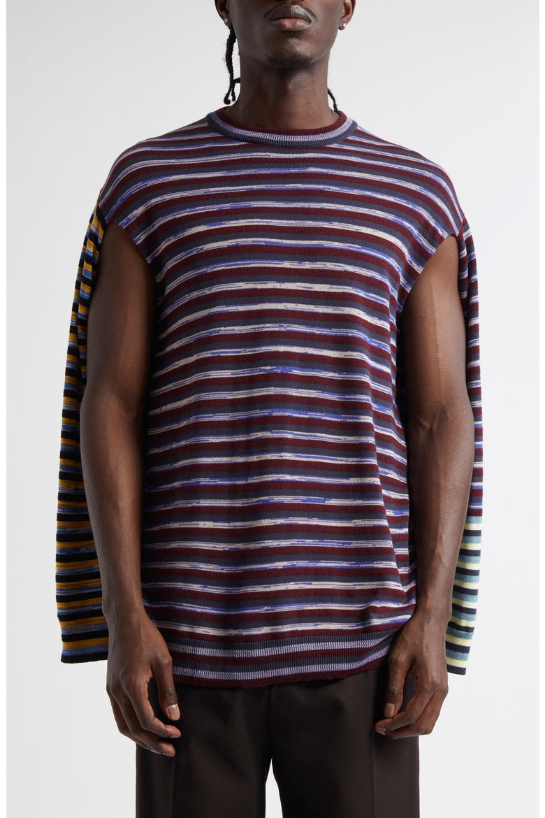 Tania Colorblock Crewneck Sweater, Alternate, color, BURGUNDY MULTI
