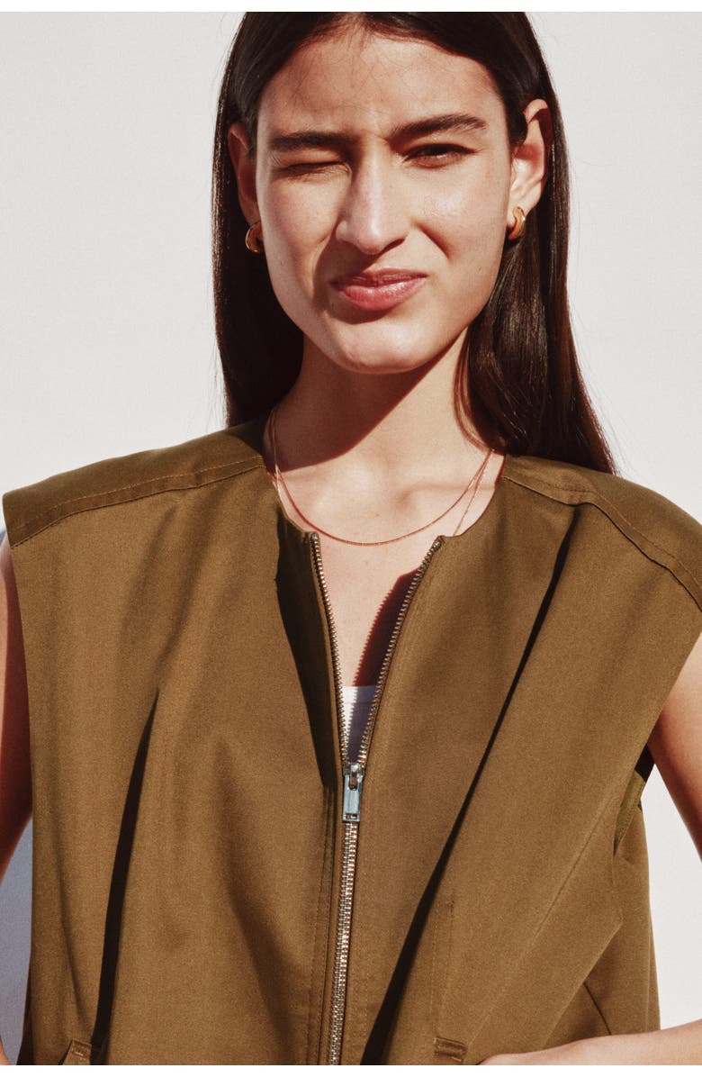 H&M Twill Gilet, Alternate, color, Dark Golden Olive