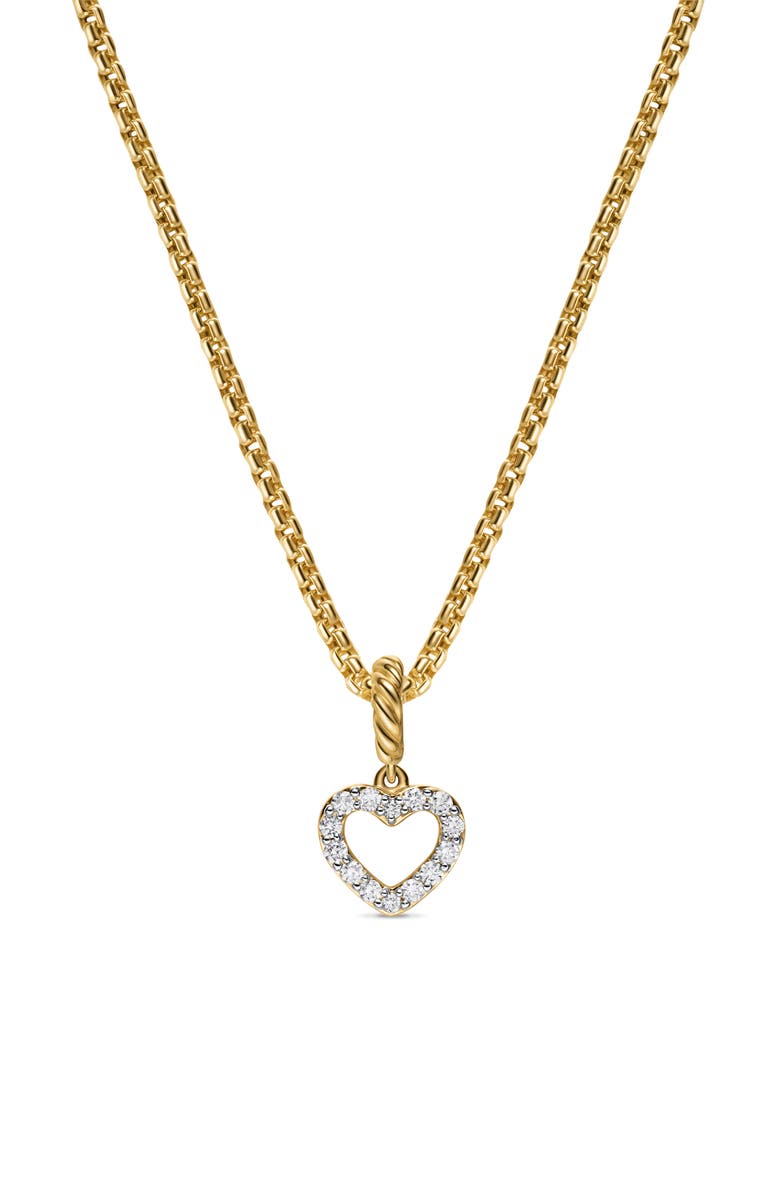 David Yurman Micro Pavé Open Heart Enhancer in 18K Yellow Gold with Diamonds, 6.8mm, Alternate, color, Diamond