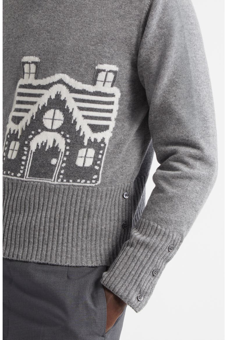 Holiday Scenery Virgin Merino Wool Crewneck Sweater, Alternate, color, LIGHT GREY