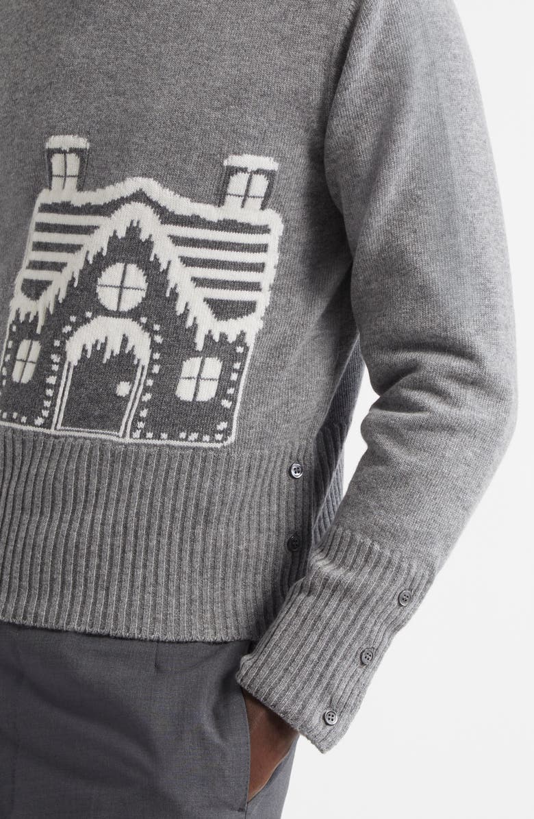 Thom Browne Holiday Scenery Virgin Merino Wool Crewneck Sweater, Alternate, color, Light Grey