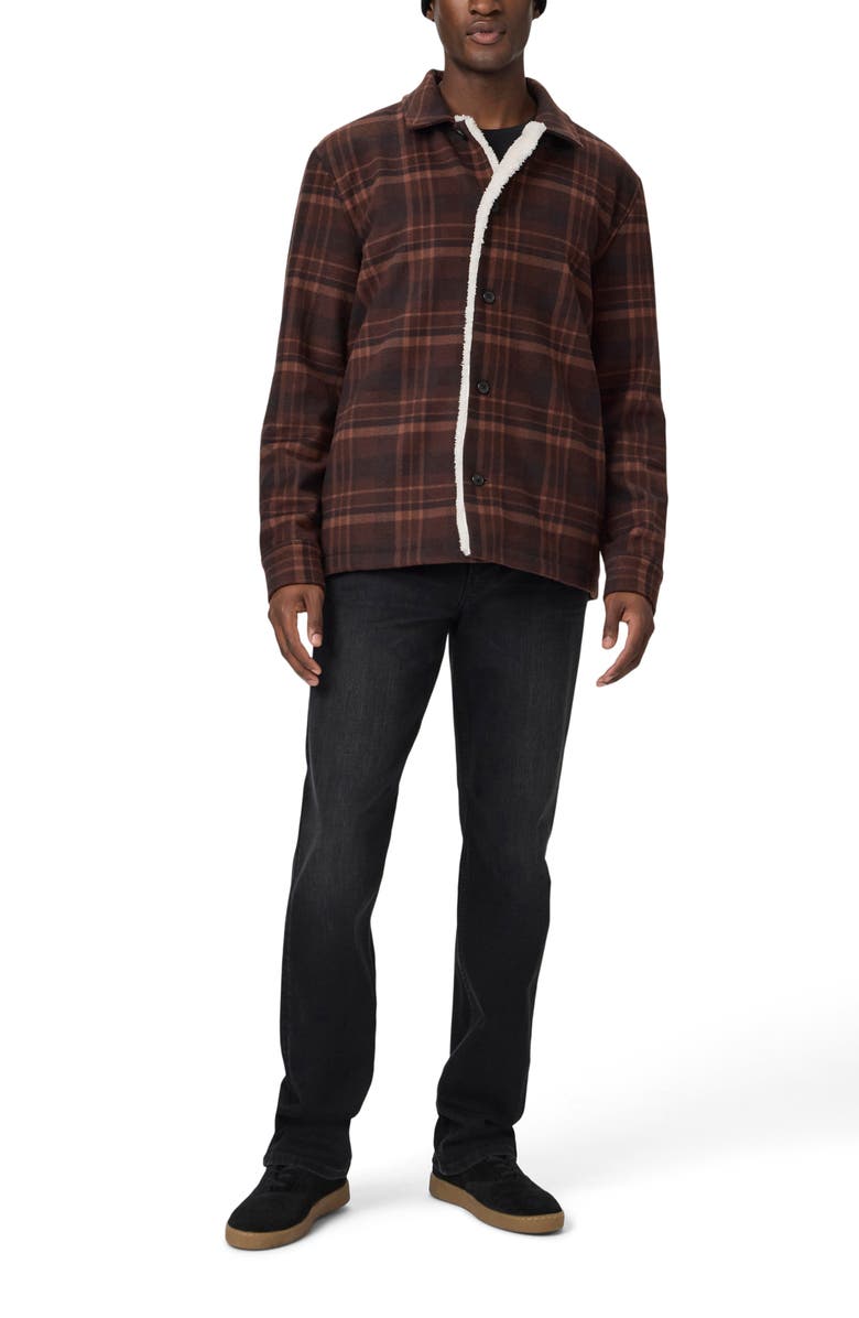 PAIGE Rangel Fleece Lined Plaid Flannel Jacket, Alternate, color, Brown Garnet