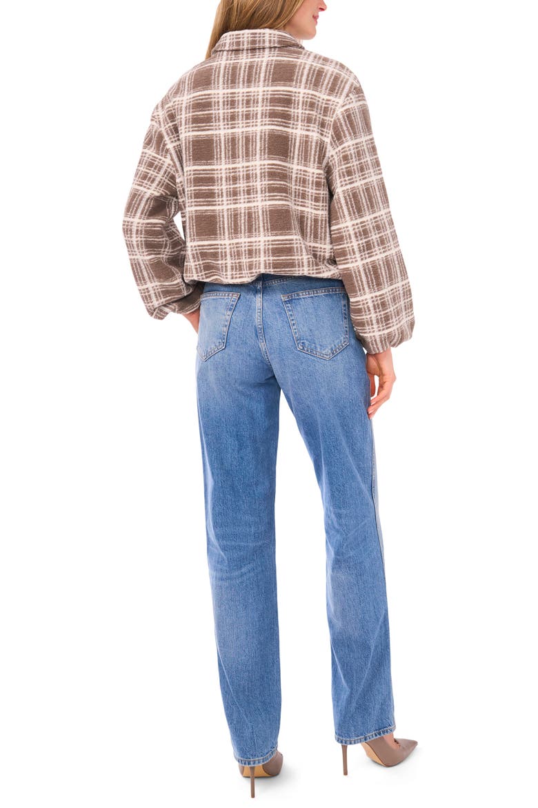 Plaid High Pile Fleece Bubble Jacket, Alternate, color, STONE KHAKI