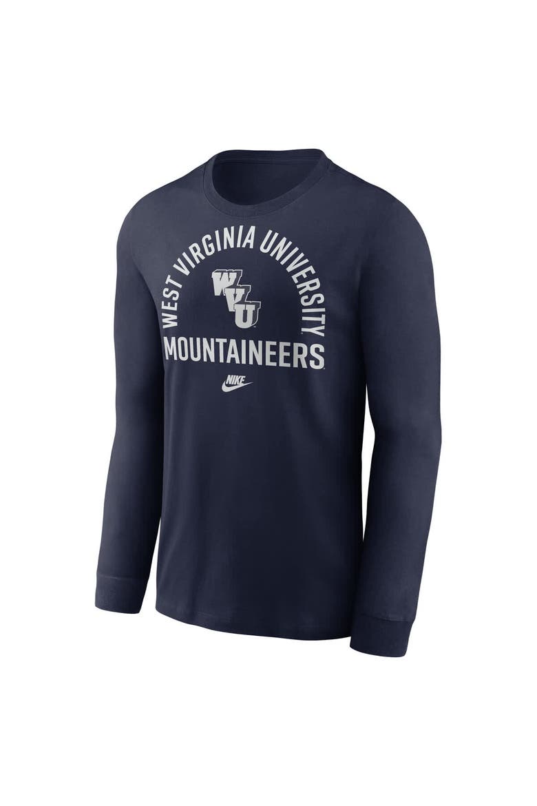 Men's Nike Navy West Virginia Mountaineers Legacy Arched Logo Long Sleeve T-Shirt, Alternate, color, Navy