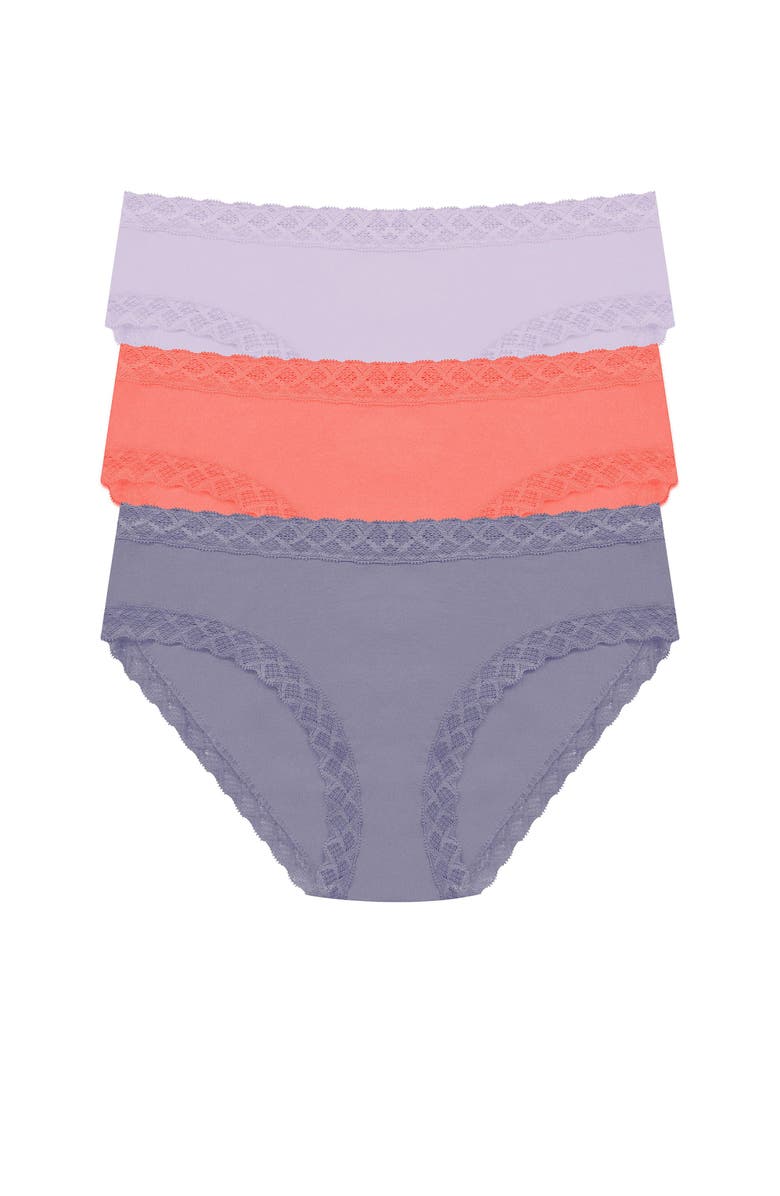 Natori Bliss Cotton Girl Brief 3-Pack, Main, color, Prple Prl/Neon Coral/Twlght Hz