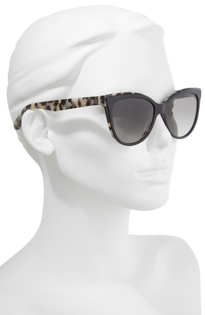 Kate Spade New York daeshas 56mm polarized cat eye sunglasses, Alternate, color, Black Havana Polar