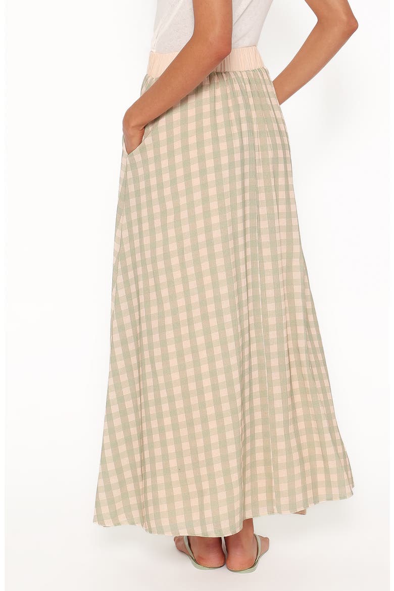 Daroda Gingham Midi Circle Skirt, Alternate, color, GREEN/ PINK GINGHAM