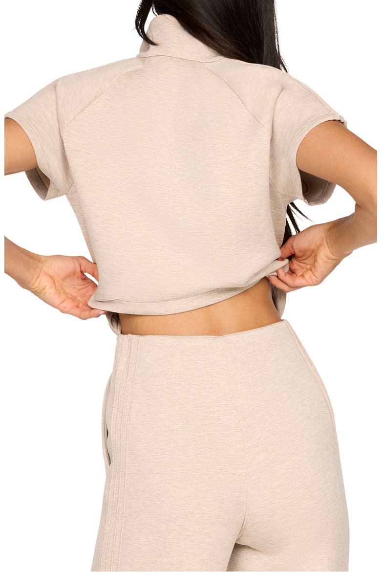 Pintuck Half Zip Jumpsuit, Alternate, color, BONE HEATHER