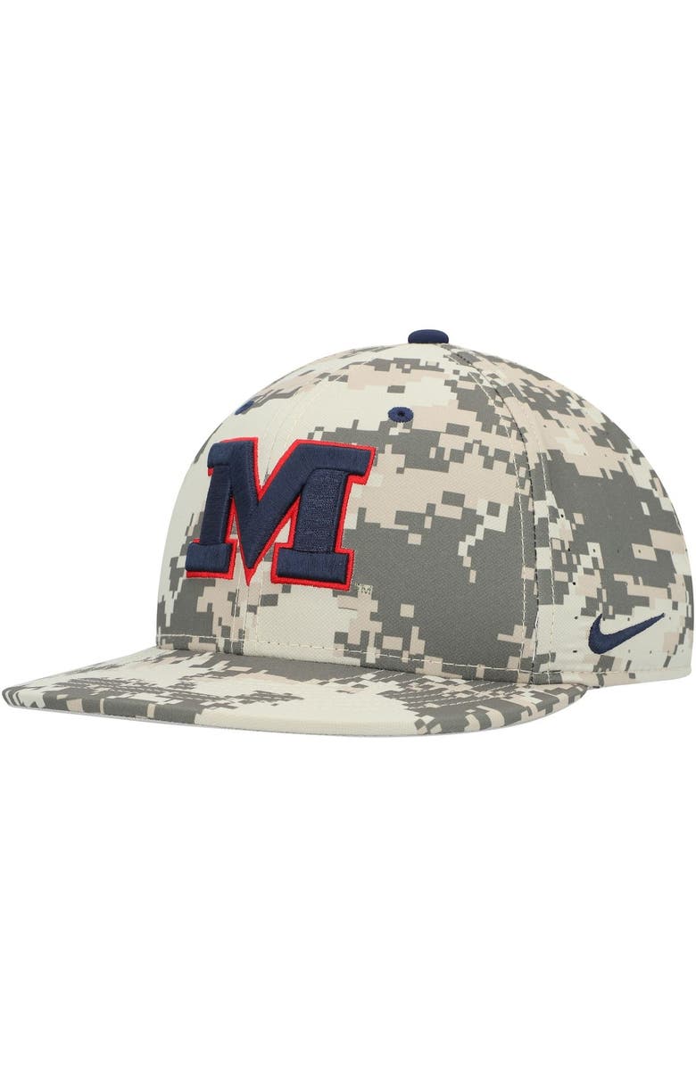 Nike Men's Nike Camo Ole Miss Rebels Aero True Baseball Performance Fitted Hat, Main, color, 