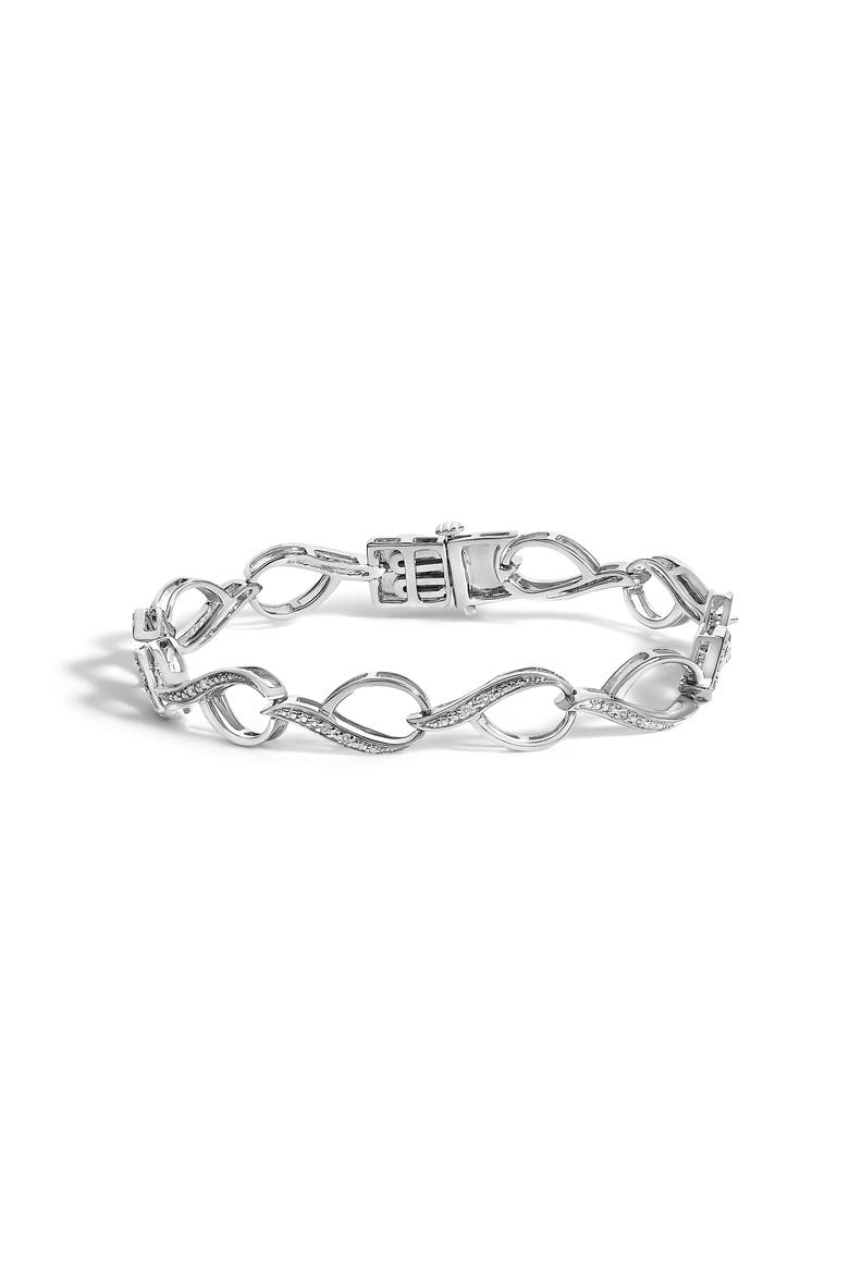 Sterling Silver 1/10 Cttw Diamond Accent Swirl Link Bracelet, Main, color, Silver