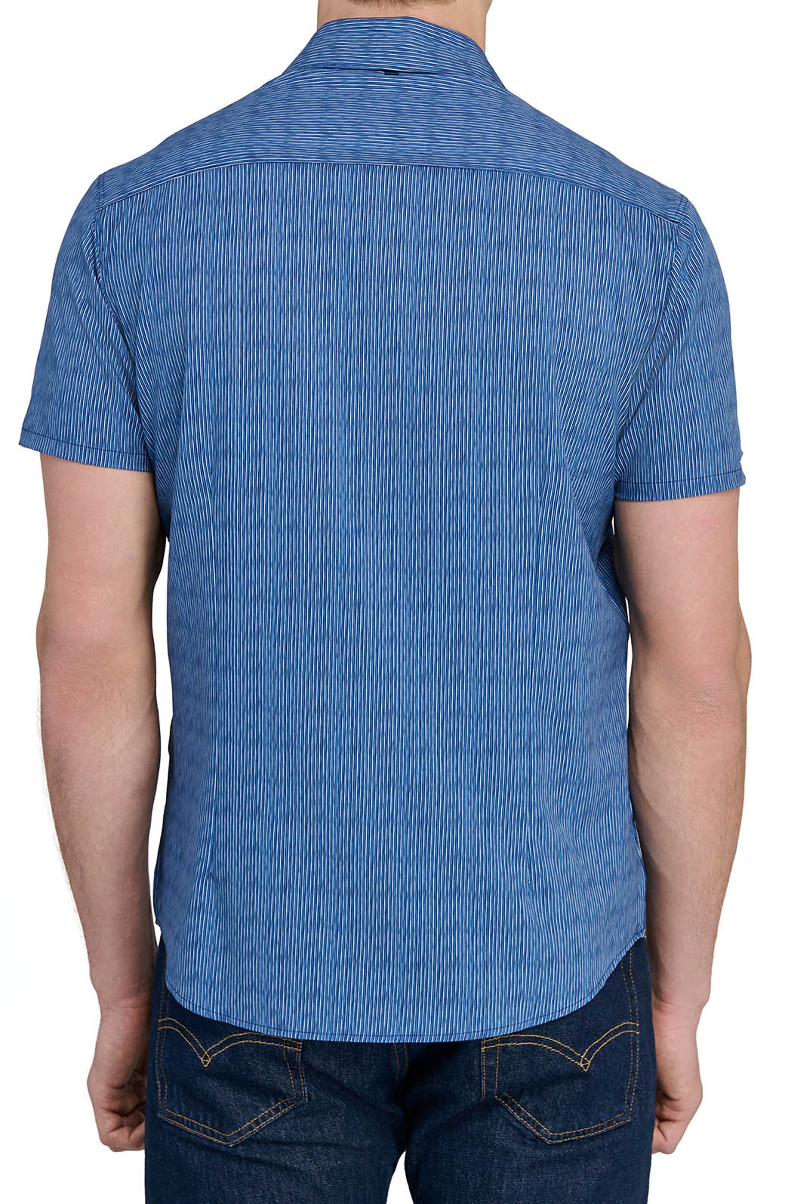 Basic Slim Fit Abstract Stripe Short Sleeve Performance Button-Up Shirt - image 2