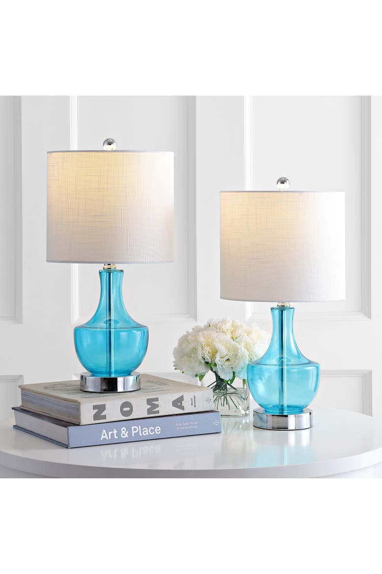 Colette Mini Glass LED Table Lamp, Alternate, color, Light Blue