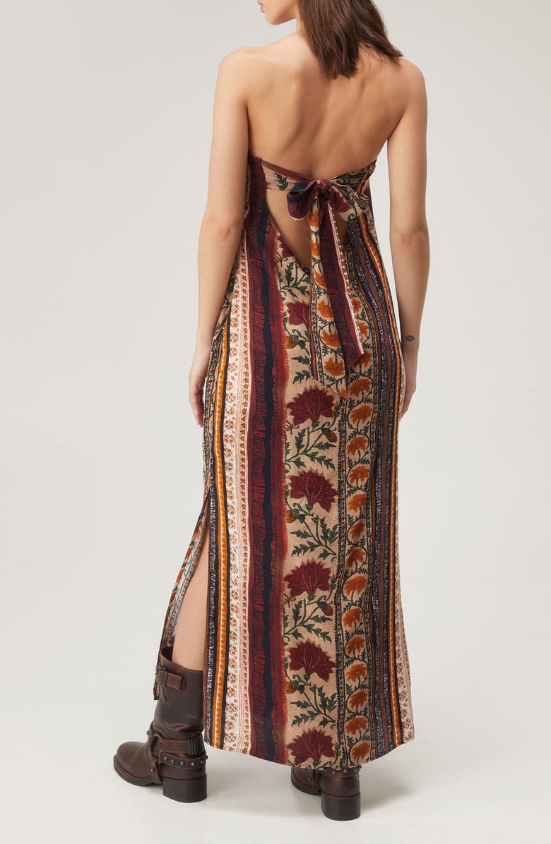 NASTY GAL Mixed Stripe Strapless Tie Back Maxi Dress, Alternate, color,