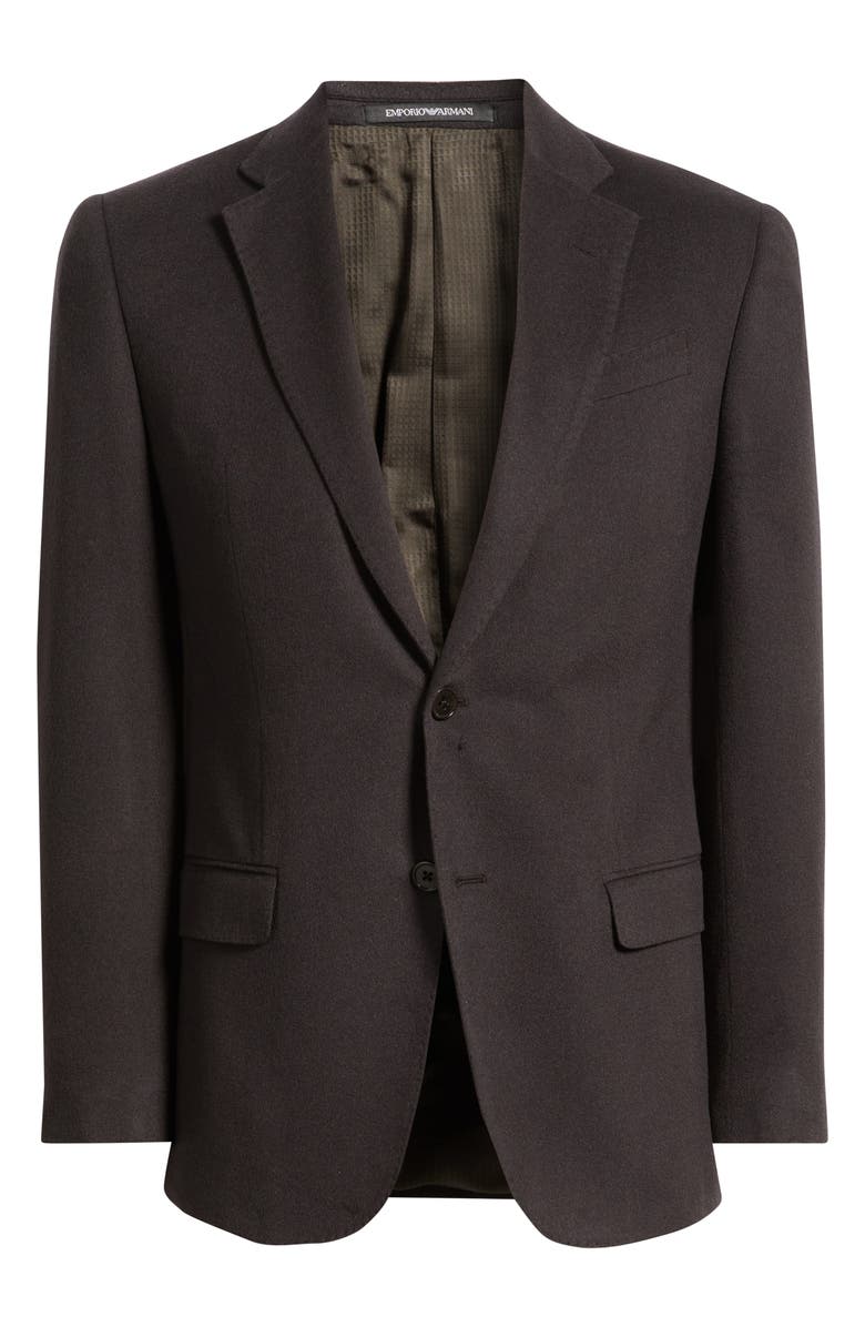 Emporio Armani Dark Brown Cashmere Blazer, Main, color, Solid Dark Brown