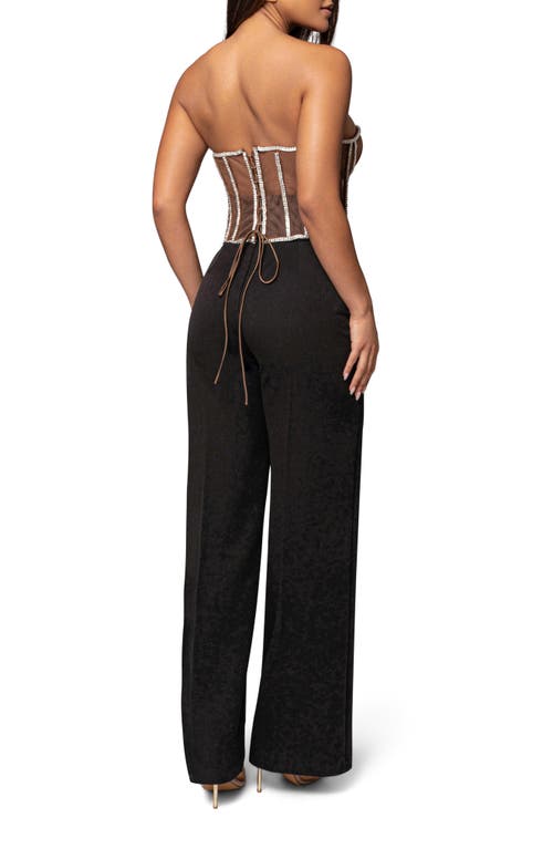 Jluxlabel Rhinestone Corset Top In Brown