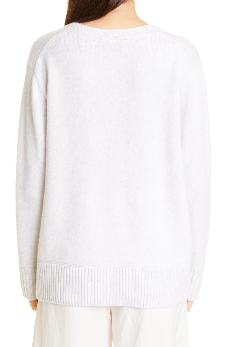 Ribbed V-Neck Cashmere Tunic Sweater, Alternate, color, HEATHER BEIGE