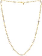 EFFY 14K Gold Plated Sterling Silver Freshwater Pearl Station Chain Necklace