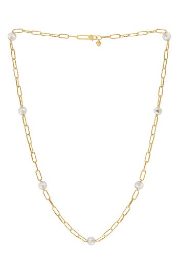 Effy 14k Gold Plated Sterling Silver Freshwater Pearl Station Chain Necklace