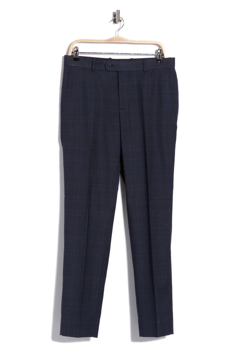 Check Trim Fit Trousers, Alternate, color, NAVY CHECK