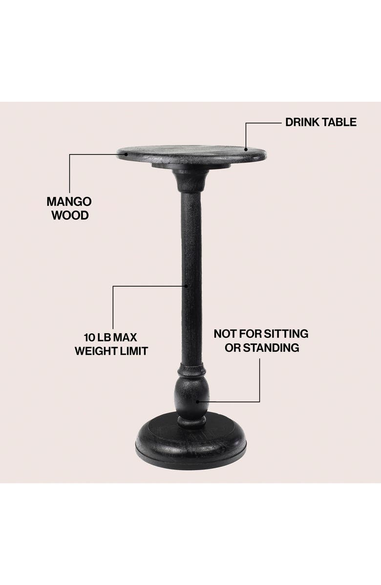 JONATHAN Y Leopold 24.5" Cottage Designer Mango Wood Pedestal Round Drink Table and Decorative End Table, Alternate, color, Black