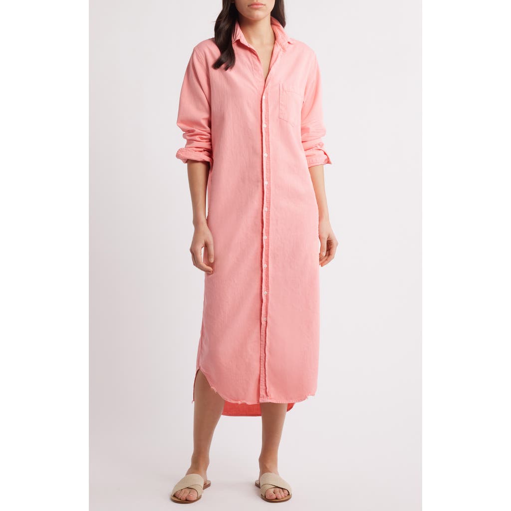 Frank & Eileen Rory Long Sleeve Denim Maxi Shirtdress In Orange