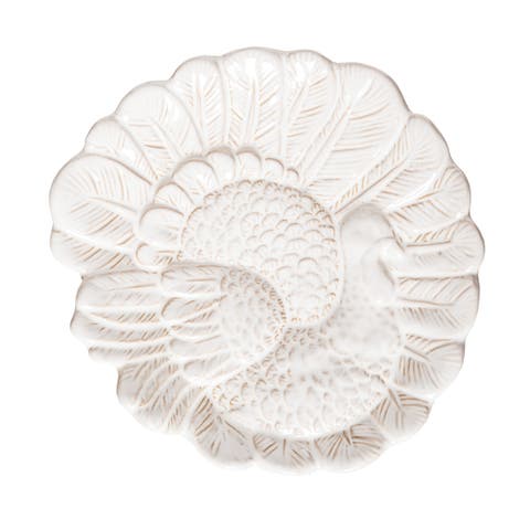 Thanksgiving White Turkey Stoneware Serving Platter Plate