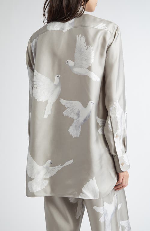 Stella Mccartney Birds Print Relaxed Silk Button-up Shirt