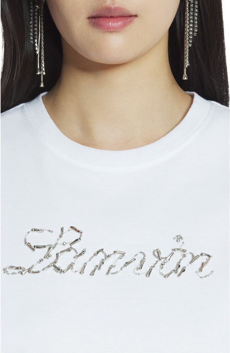 Lanvin Bead Embroidered T-Shirt, Alternate, color, Optic White