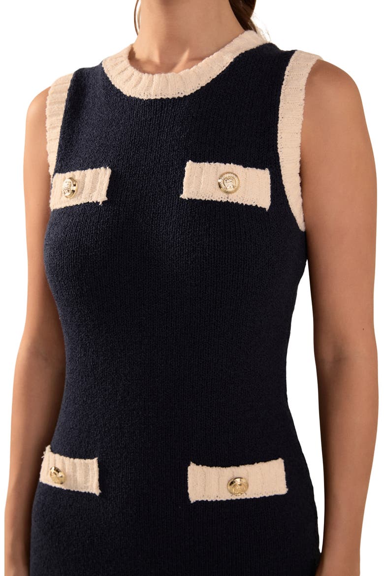 Sleeveless Maxi Sweater Dress, Alternate, color, NAVY/ CREAM