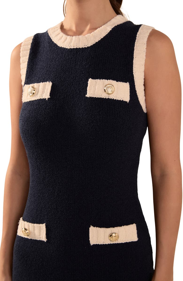 Endless Rose Sleeveless Maxi Sweater Dress, Alternate, color, Navy/ Cream