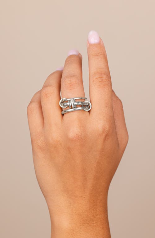 Sterling Forever Giovanna Cubic Zirconia Linked Ring In Silver