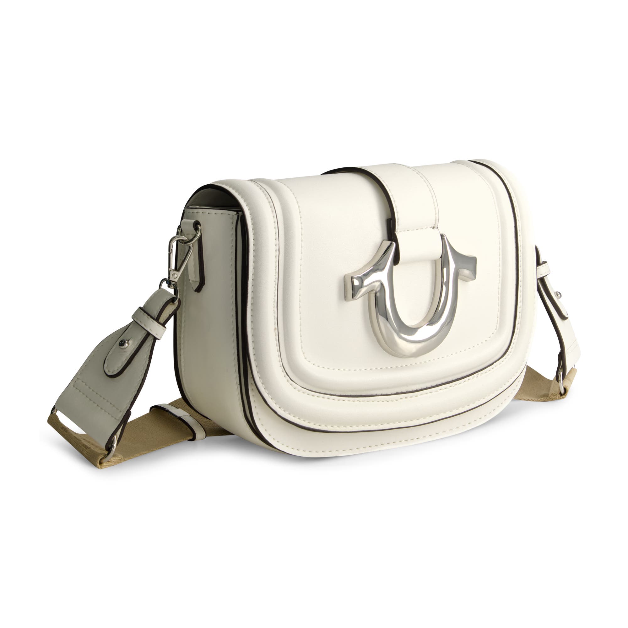 True Religion Saddle Bag with Gold Hardware, Alternate, color, White