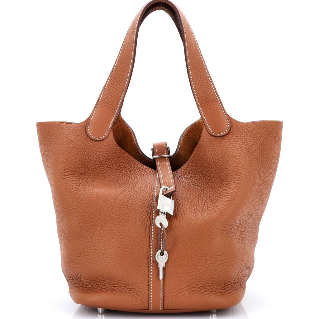 Pre-owned Hermes Hermes Picotin Lock Bag Clemence Mm In Gold