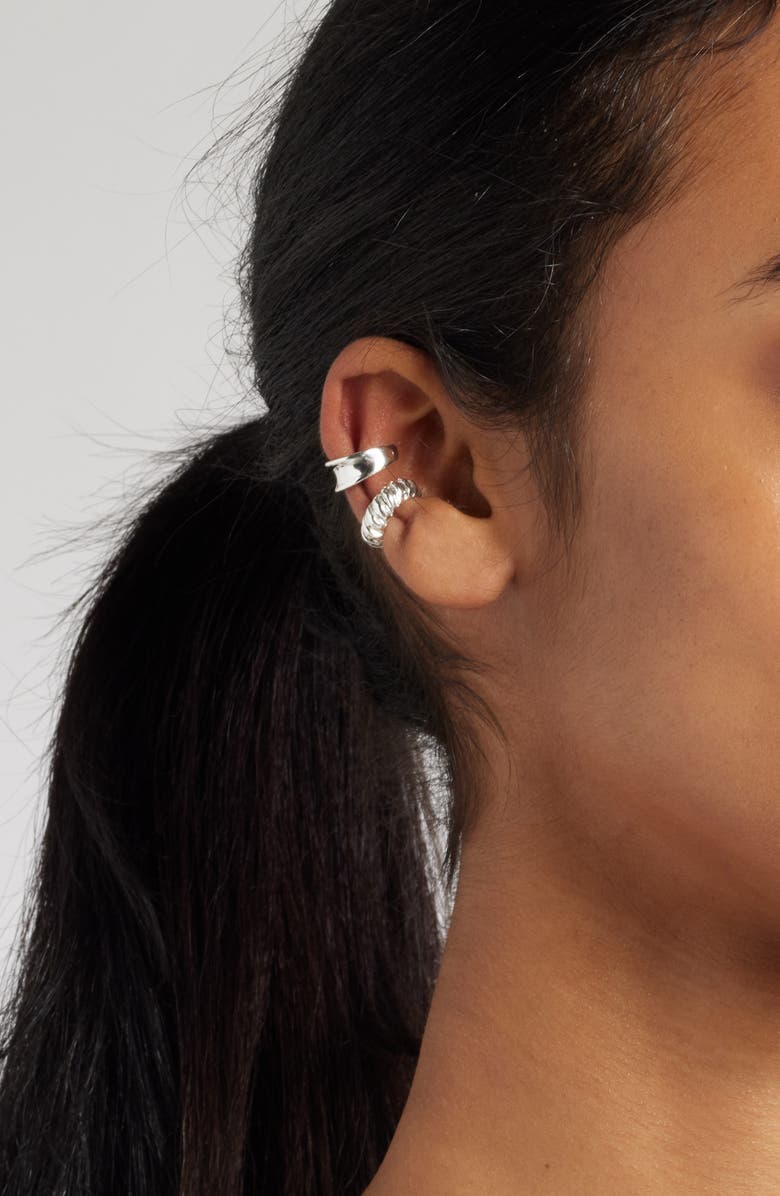 Open Edit Set of 2 Cuff Earrings, Alternate, color, Silver
