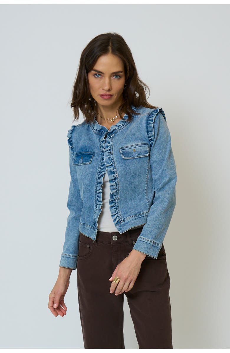 Central Park West Nevada Girly Denim Jacket, Main, color, Denim