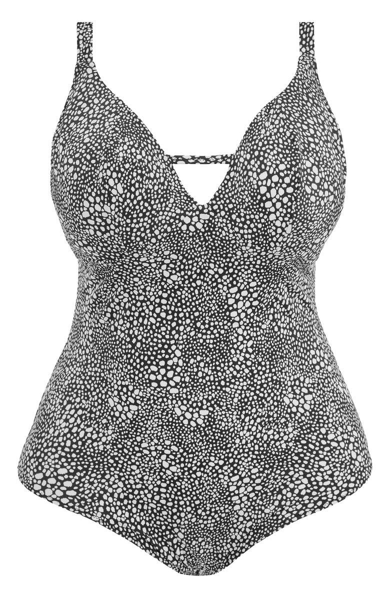 Elomi Pebble Cove Plunge One-Piece Swimsuit, Alternate, color, 