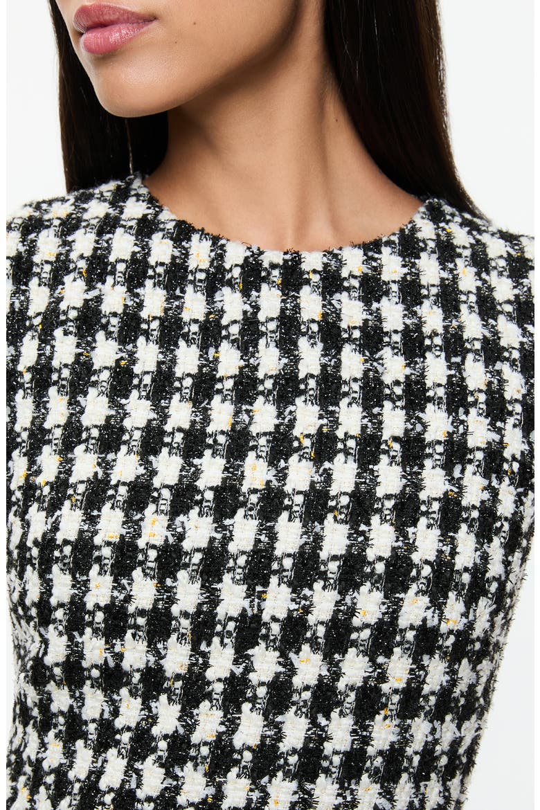Clyde Houndstooth Tweed Sheath Dress, Alternate, color, BLACK/ WHITE