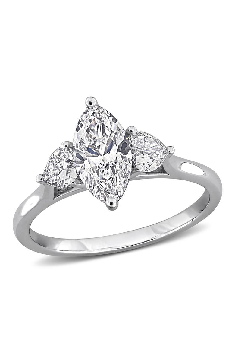 Lab Grown Diamond 3 Stone Ring 14k, Main, color, White Gold