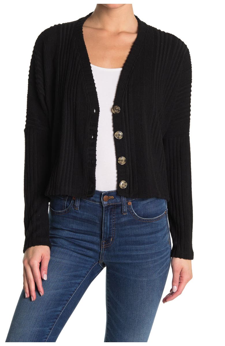 La La Land Creative Co Ribbed Crop Cardigan, Main, color,