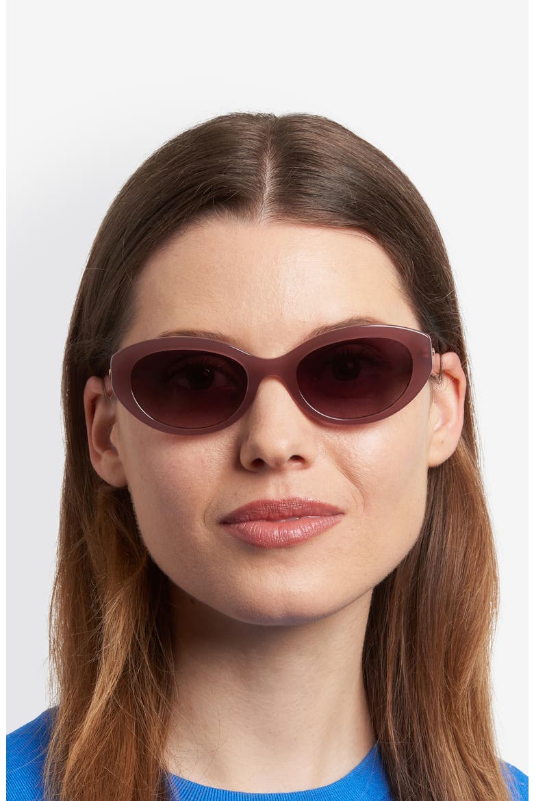 caeley 52mm oval sunglasses, Alternate, color, BROWN/ BROWN SF