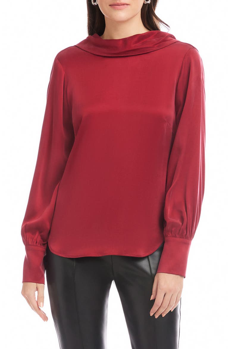 Camille Cowl Back Satin Top, Main, color, BRICK